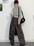 kamames Two Pieces Punk Printing Sweatpants Loose Y2k Aesthetic Casual Streetwear Wide Leg Trousers High Waist Grunge Women Pants