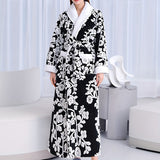 1pc Thickened Long Sleeve Bathrobe - Soft, Plush, and Cozy Unisex Loungewear for Him and Her - Perfect for Couples Relaxation Time with Delicate Flower Pattern, Ideal for Home Use, Essential Bathroom Supplies