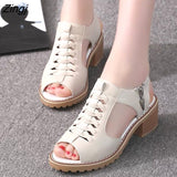 kamames Women's Sandals Square heel Summer Shoes Peep Toe zip gladiator sandals women zip platform sandals