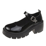 kamames Jane Female British Style Jk Shoes Retro Square Style Small Leather Shoes Women's Summer Thin Style With Skirt Shoes