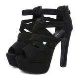 kamames Shoes Women's Shoes Suede Fashion Summer High-Heeled Sandals Fishmouth High-Heeled Shoes