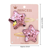 2Pcs/set Sequins Cartoon Love Heart Crown Hair Clips for Girls Handmade Boutique Hairpins Baby Clips Kids Hair Accessories 035