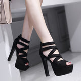 kamames kamames High Heel Women's Shoes 14Cm Ultra High Thick Heel Summer Sandal Model Runway Show Stage Performance Shoes