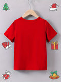 Christmas Truck Print Boy's Casual Short Sleeve T-Shirt, Lightweight & Comfortable Summer Top, Outdoor Cloth