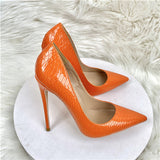 kamames Women Pumps Shoes Snake's Pattern Pointed Toe Sexy High Heels 12 cm Designer Shoes plus size 33-45 YG020 ROVICIYA