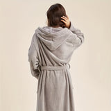 1pc Unisex Hooded Bathrobe, Comfortable Long Sleeve Long Bathrobe, Waist Tie Style Loungewear, Soft Long Robe For Home, Bathroom Supplies