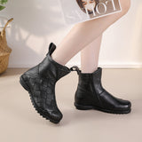 kamames kamames And Winter New-Style Cowhide Flat-Soled Women's Shoes Leisure Leather Short Boots Middle-Aged Mother Shoes Warm And Comfortable Cotton Shoes