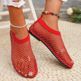 kamames Summer New Round-Headed Sandals Hollowed-Out Network Celebrity Diamond-Encrusted Short Boots Summer Sexy Large-Size Flat Shoes
