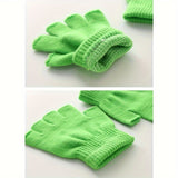 Minimalist Monochrome Half Finger Gloves, Short Elastic Knit Gloves, Winter Warm Unisex Gloves