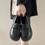 kamames Style Thick-Soled Leather Shoes Autumn 2023 New One-Foot Jk Single Shoes Muffin Bottom Love Shoes Round Head