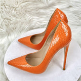 kamames Women Pumps Shoes Snake's Pattern Pointed Toe Sexy High Heels 12 cm Designer Shoes plus size 33-45 YG020 ROVICIYA