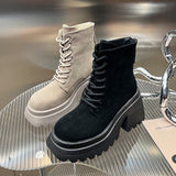 kamames Boots Suede Leather Women Flat Platform Short Boots Ladies Shoes Fashion Autumn Winter Boots