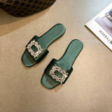 kamames Square Buckle Sandals Slippers Women Wear 2024 Summer New Women's Shoes Network Celebrities Popular Style Fairy Style Semi-Slippers