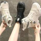 kamames Bottom Chunky Sneakers New Warm Plush Winter Boots for Women Shoes Woman Lace Up Zipper Autumn Fur Ankle Boots