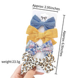 4Pcs/set New Leopard Printed Bowknot Hair Clips For Cute Girls Lace Handmade Hairpins Boutique Barrettes Kids Hair Accessories