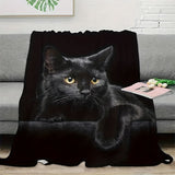 1pc Cute Black Cat With Yellow Eyes Soft Throw Blanket All Season Warm Blankets Lightweight Tufted Fuzzy Flannel Fleece Throws Blanket For Bed Sofa Couch For Halloween