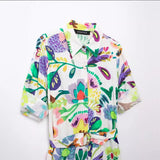 kamames Spring Flower Printed Poplin Shirt Dress 0387064