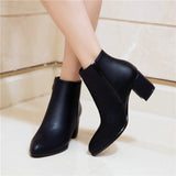 kamames Black Women Boots Comfy Square High Heel Ankle Boots Fashion Pointed Toe Zipper Boots Autumn Winter Ladies Shoes 2021