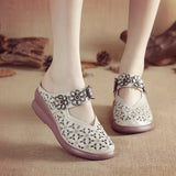 kamames kamames Muffin Heel Flat-Soled Women's Slippers Cave Style Leather Hollowed-Out Sticky Mother Shoes Flat Soles Raised Soft Soles