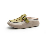 kamames kamames Thick Sole Slippers Female 2024 Summer New Baotou Engraved Hollow Hole Shoes Casual Leather Face A Foot Pedal Cool Drag