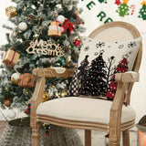 New Merry Christmas Joy Xmas Trees Red Throw Pillow Covers, 18 X 18 Inch Christmas Winter Holiday Cushion Case Decoration For Sofa, 4Pcs