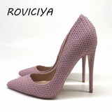 kamames 12cm high heels sexy knit fashion pointer toe sexy shallow women wedding party evening shoes BM014 ROVICIYA