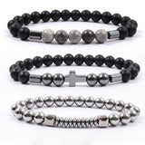 3 Pieces/Set Timeless Classic Cross Pendant Matte Bead Chain Bracelets for Unisex - Stylish Accessories for Men and Women - Perfect Gift Idea