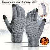 1 Pair Knit Thermal Winter Gloves, Solid Color Touch Screen Thickened Sports Gloves For Cycling Hiking