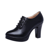 kamames Style Deep-Mouth Single Shoes Women's Thick Heels Thick-Soled Waterproof Table Pointed Large Size Black Work Shoes Women's Catwalk Shoes