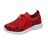 kamames Size Women's Leisure Sports Shoes 2023 New Leopard Print Round Head Ties With Flat Soles And Comfortable Mesh Surface Women's Shoes