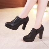 kamames Style Deep-Mouth Single Shoes Women's Thick Heels Thick-Soled Waterproof Table Pointed Large Size Black Work Shoes Women's Catwalk Shoes