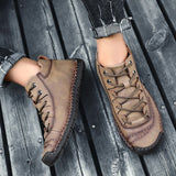kamames kamames New Velvet Men's Shoes, High-Top Outdoor Men's Casual Shoes, Large Size Fine Belt Leather Shoes, Handmade Father Shoes