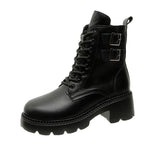 kamames Of Boots With Velvet Soft Leather And Thick Soles 2023 New British Style Women's Shoes Fall And Winter Style High-Heeled Short Boots Spot