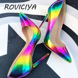 kamames fashion printing pointed toe high-heeled exquisite elegant shoes 12cm high heel ladies party shoes QP006 ROVICIYA