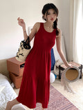 kamames kamames French Style Hepburn Style Sleeveless Vest Knitted Dress Is A New High-End Waist Slim Dress For Women In Summer.