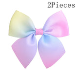 2 Pcs/lot Rainbow Grosgrain Ribbon Hair Bows With Clips For Girls Boutique Hair Clips Hairpins Barrettes Kids Hair Accessories