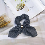 Women Vintage Striped Bow plaid Scrunchie For Girls Ponytail Holder Elastic Hair Bands ties Rubber Headwear Hair Accessories