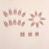kamames kamames Pure Desire Blush Nail White French Striped Ballet Shoes Fake Nail Pearl Diamond Beautiful Nail Piece