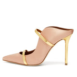 kamames Gold Black High-Heeled Pointed Large-Size Muller Single Shoes Banquet Fashion Shoes Chengdu