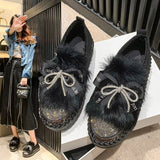 kamames Ladies' Casual Shoes, Fashion, Low-Top Shoes, New Style Muffin Soles, Foot Covers, Hairy Single Shoes In Spring 2023