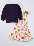 Girls' 2-piece Sets, BELIEVE And Santa Claus Print Pullover + Leopard Print Flare Pants, Autumn outdoor Clothes Christmas