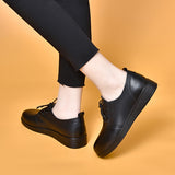 kamames kamames Small Leather Shoes For Women In The Fall Of 2023, The New Head Layer Cowhide Lace-Up Flat-Soled Shoes Are Solid All The Year Round.