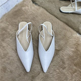 New Pointed Toe Flat Shoes Spring 2021 Closed Toe Strap Flat Heel Women's Sandals