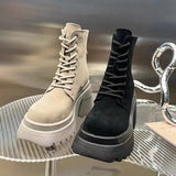 kamames Brand Women High Heels Suede Chelsea Ankle Boots 2022 New Designer Wedges Sport Casual Shoes Ladies Zipper Snow Botas