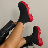 kamames 2022 spring New Couple Socks Shoes Women Thick-soled Casual Large Size Net Red Knitted Short Boots Women platform boots