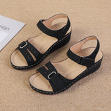 kamames Summer New Retro Women's Shoes Sandals Car Line Hole Shoes Large Size Round Head Slope Heel Comfortable Sandals Women