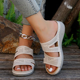 kamames Mouth Hollowed-Out Thick-Soled Women's Shoes 2024 Summer New Comfortable Non-Skid Mother's Shoes Slope Heel Belt Slippers