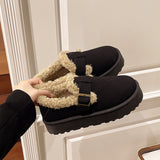 kamames Women's Snow Boots 2024 Autumn And Winter New Large Woolen Shoes Thick-Soled Cotton Shoes