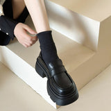 kamames Love Shoes Heightened Small Leather Shoes 2024 New Korean Muffin Black English Round Head Retro JK Shoes