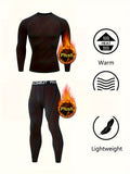 Men's Fleece Underwear Set - Warm, Tight-Fitting, Long Sleeve Top & Pants for Autumn and Winter Sports Fitness, Running, Outdoor, and Basketball Base Layer